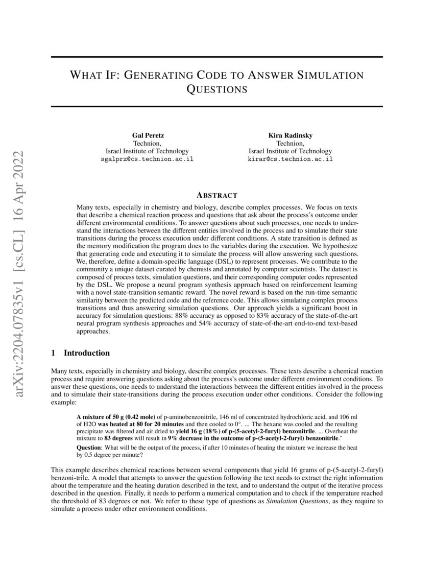 What If Generating Code to Answer Simulation Questions DeepAI