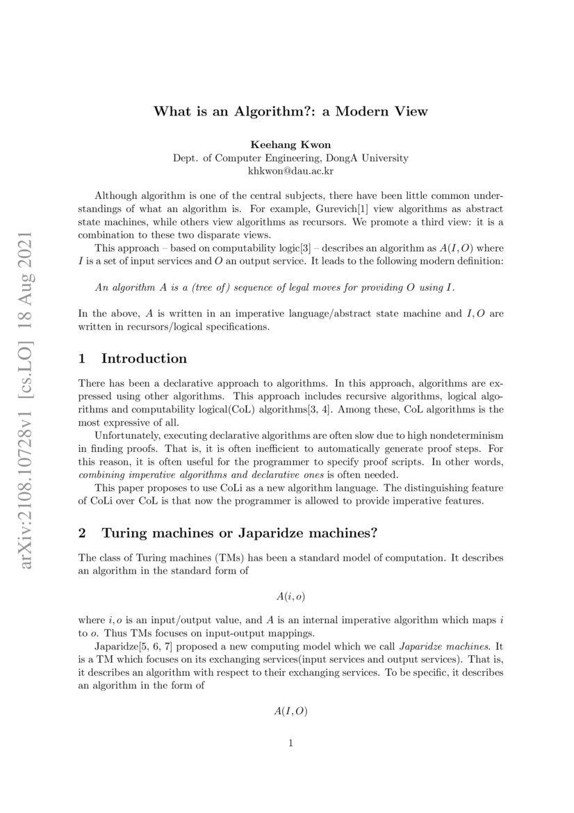 What is an Algorithm?: a Modern View | DeepAI