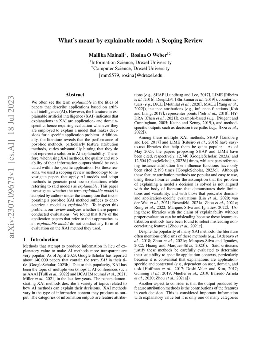 What's meant by explainable model A Scoping Review DeepAI