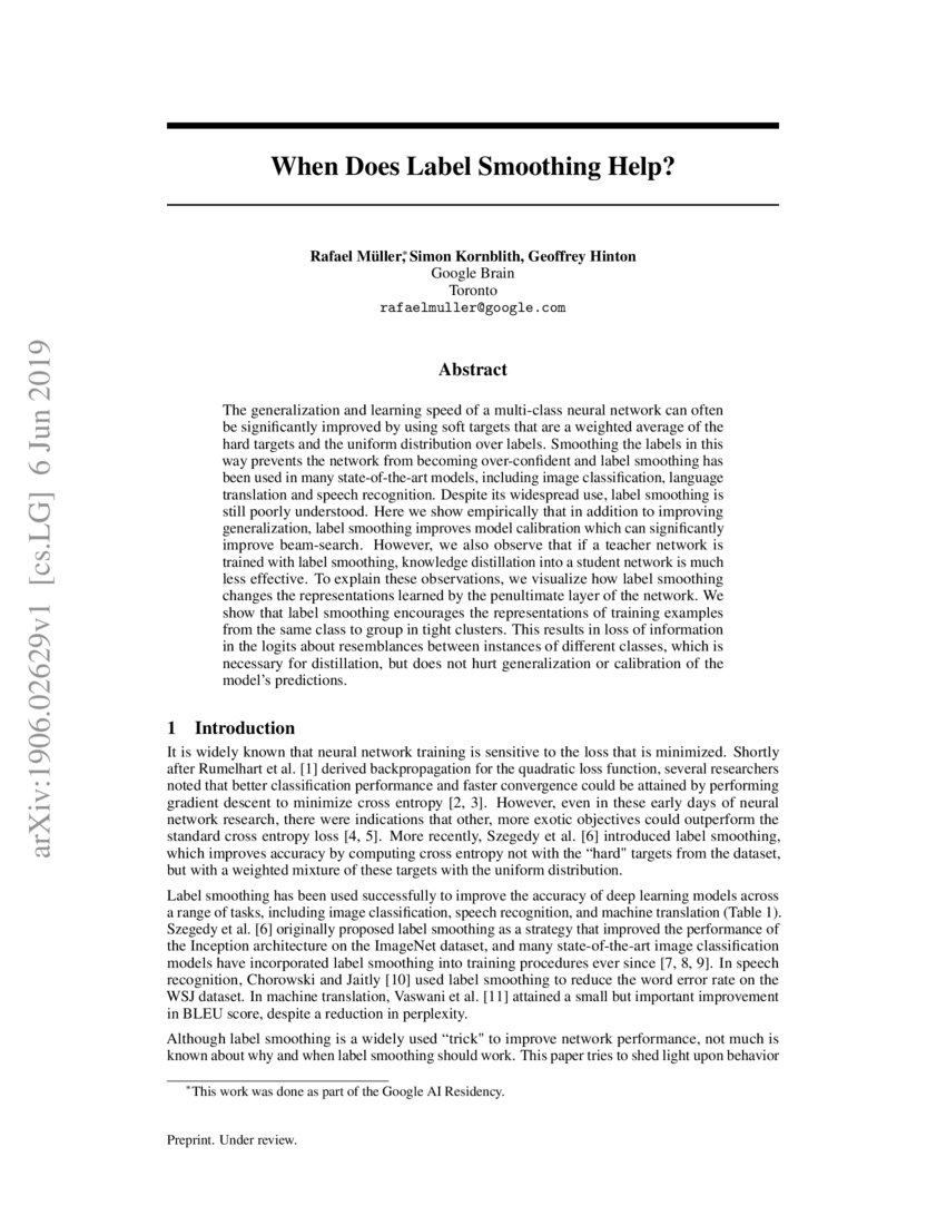 When Does Label Smoothing Help? | DeepAI