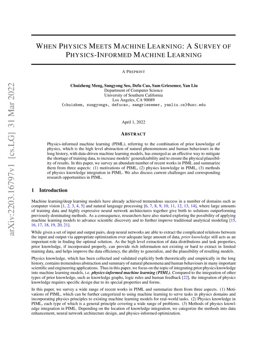 PHYSICS INFORMED MACHINE LEARNING SURVEY visual data 3