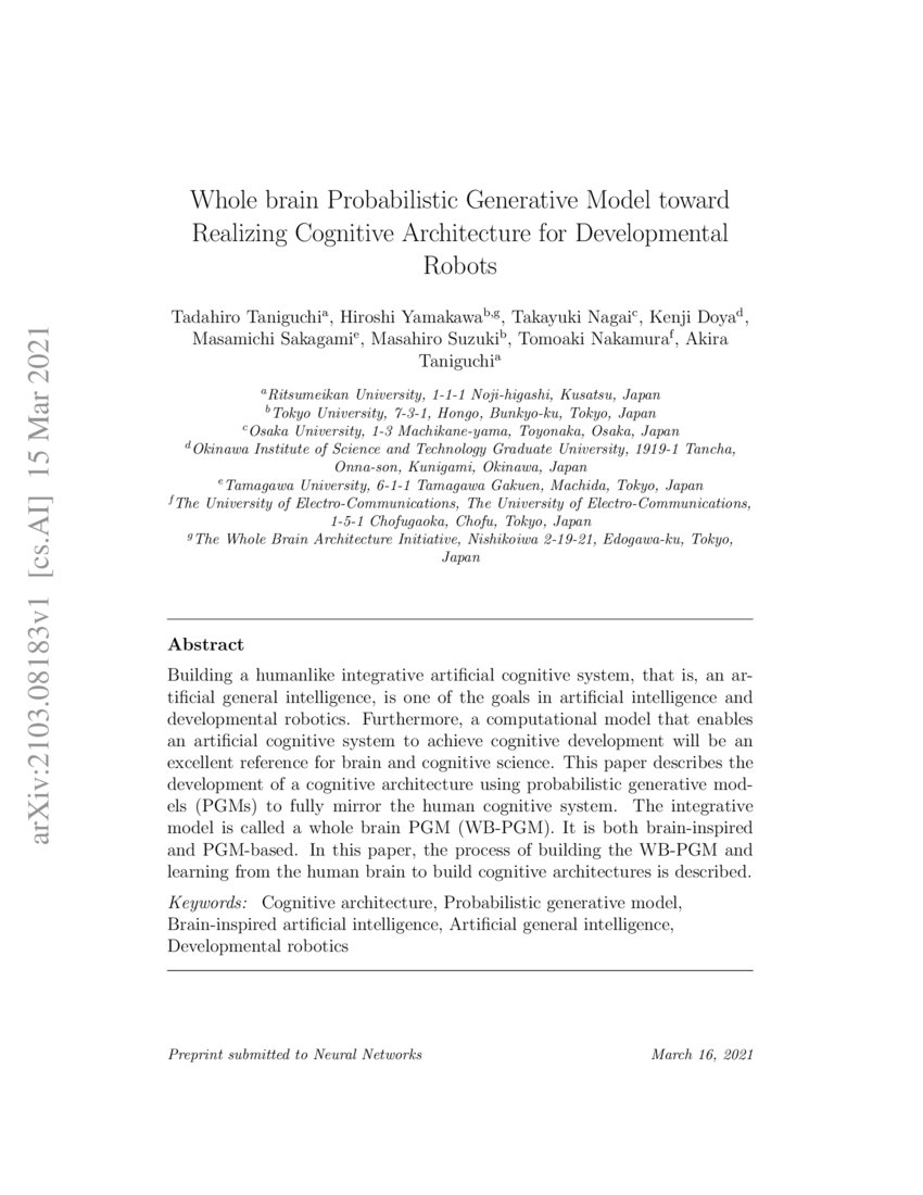 Whole brain Probabilistic Generative Model toward Realizing Cognitive ...