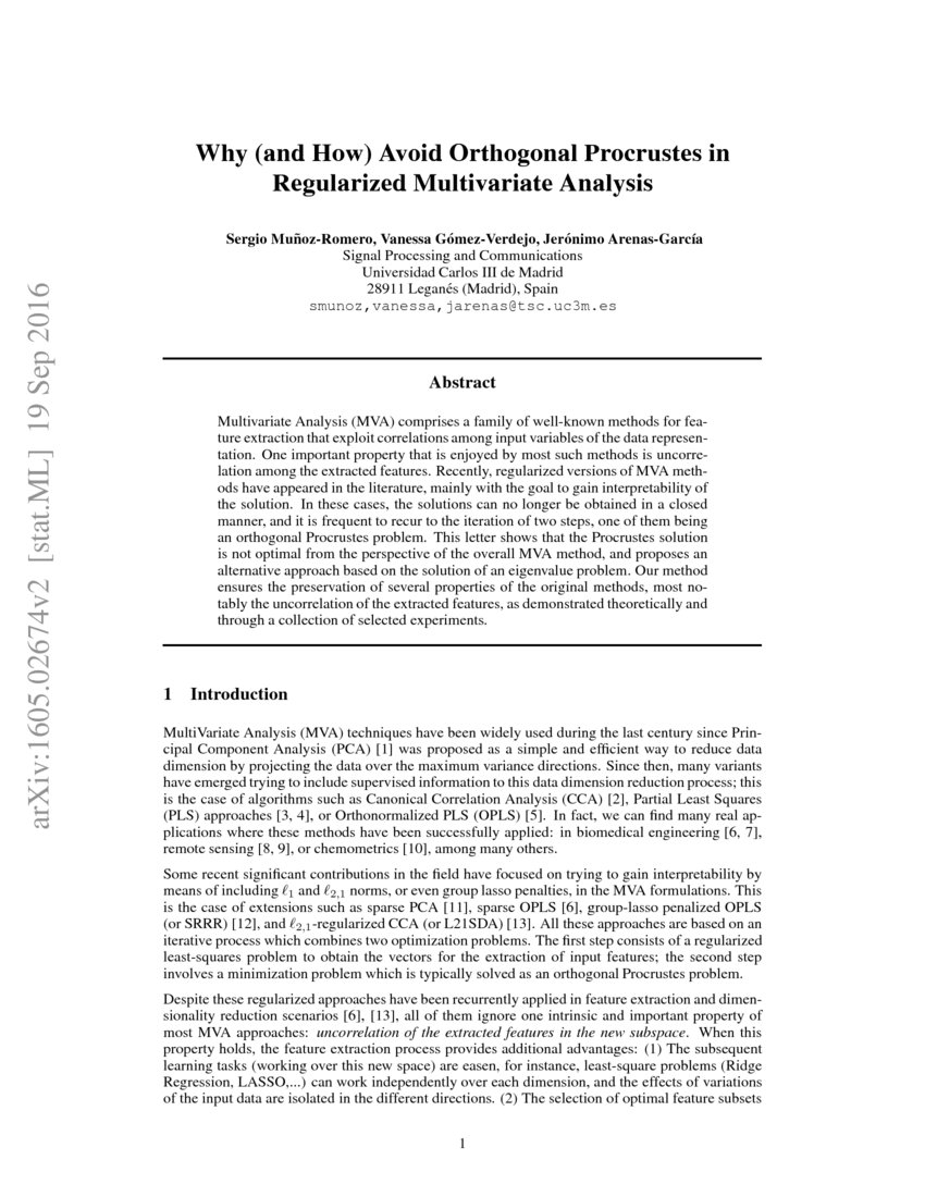 Why (and How) Avoid Orthogonal Procrustes in Regularized Multivariate ...